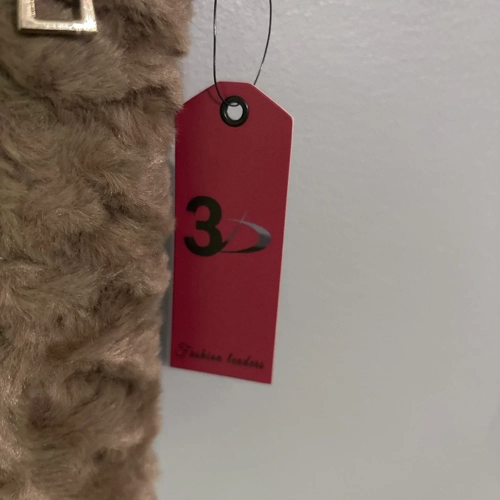 2 Soft Furry 3D Maroon/brown Picture Frame Purses NWT